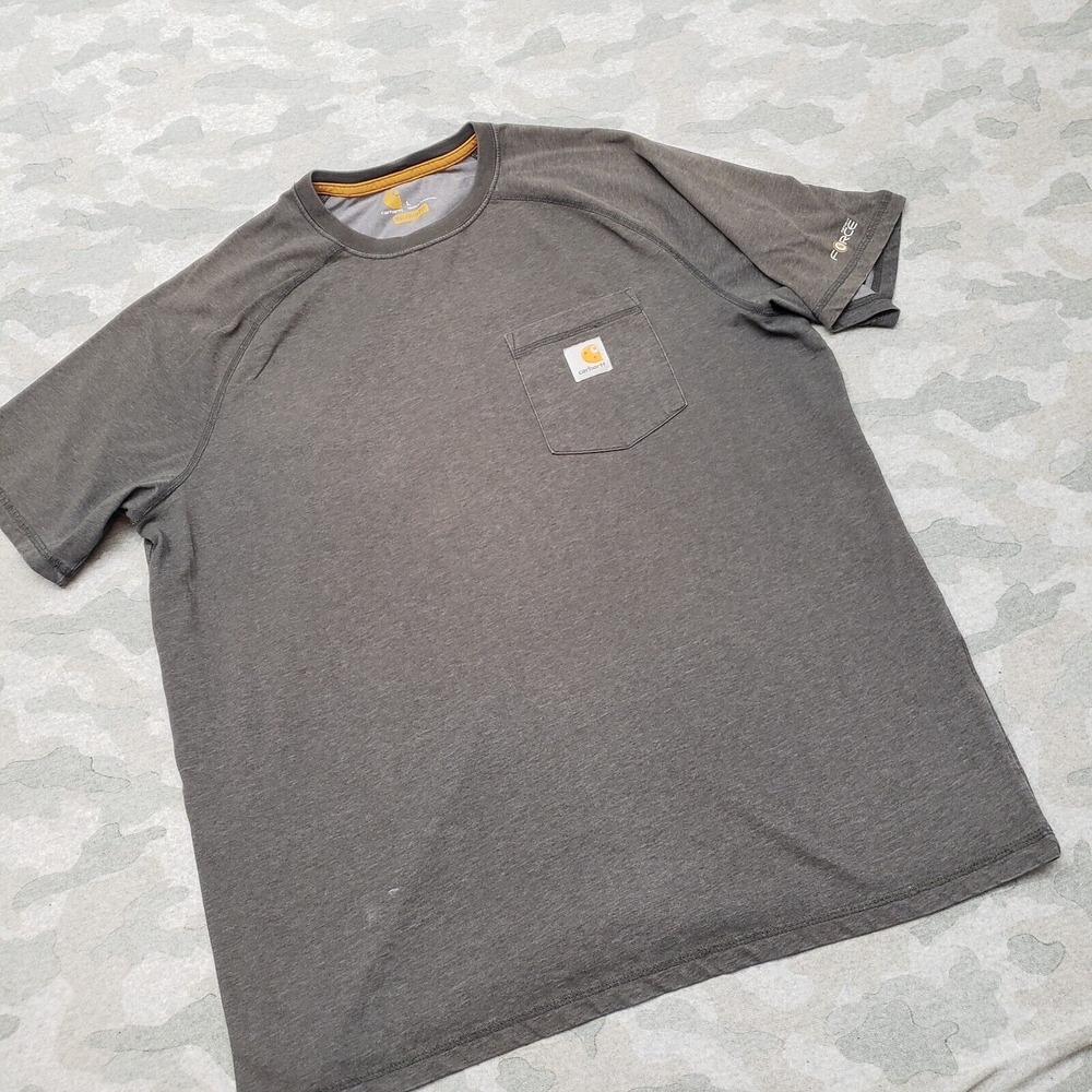 Carhartt Shirt Mens Large Gray Short Sleeve Relaxed Fit Pockets Workwear - Picture 2 of 11